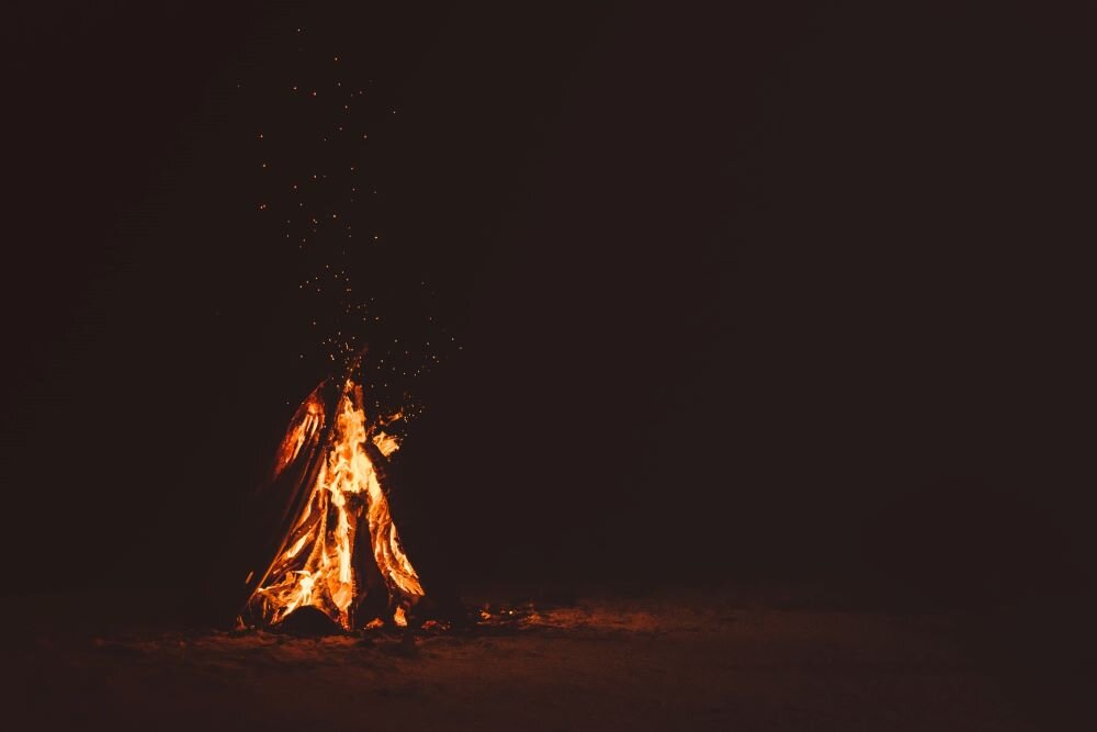 beach bonfire at night