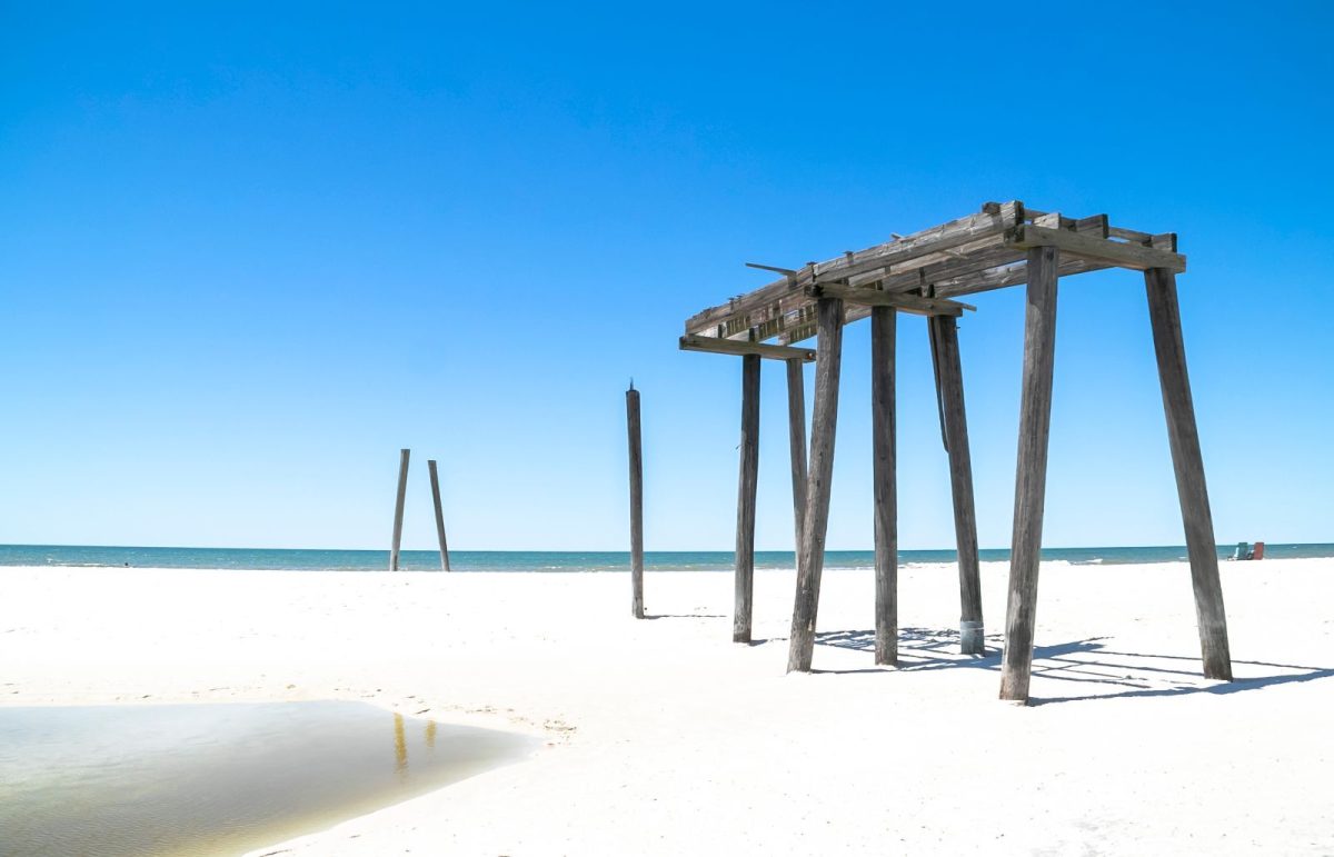 old fishing pier at Camp Helen State Park in PCB