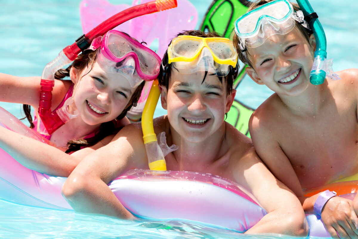 kids playing in the pool