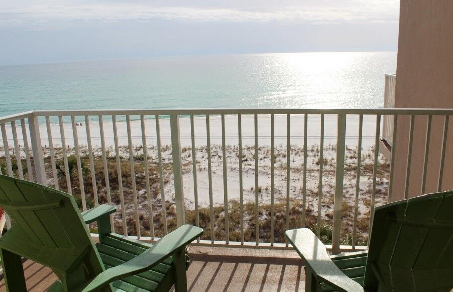 Patio view of E606, a vacation rental in Panama City Beach. FL.