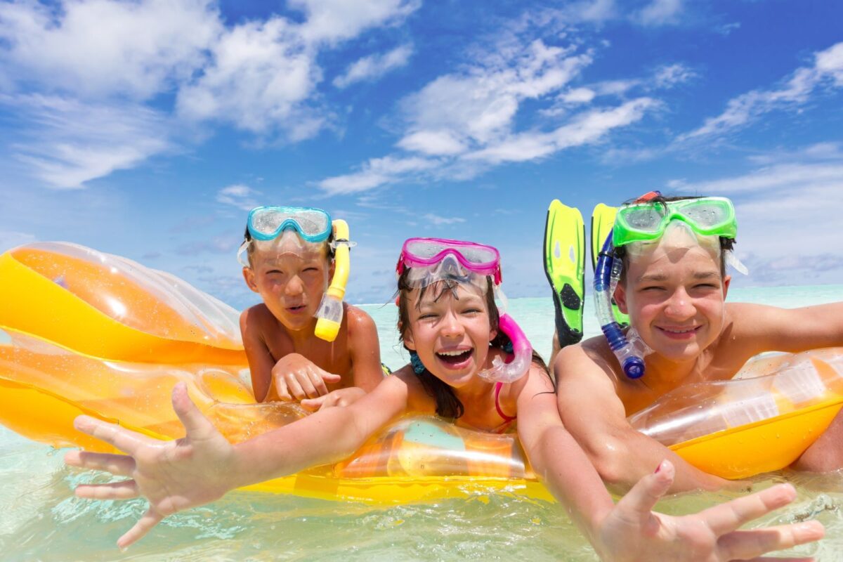 Group of kids snorkeling in Panama City Beach, Florida